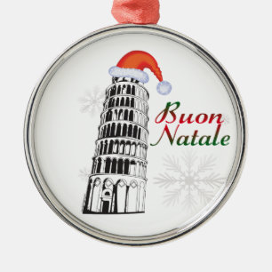 Ornement Métallique Pisa Buon Natale Santa Hat
