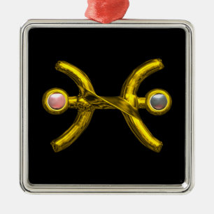 ORNEMENT MÉTALLIQUE PISCES ZODIAC ANNIVERSAIRE JEWEL ROSE PEARL BLANC