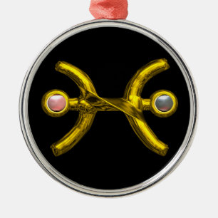 ORNEMENT MÉTALLIQUE PISCES ZODIAC ANNIVERSAIRE JEWEL ROSE PEARL BLANC