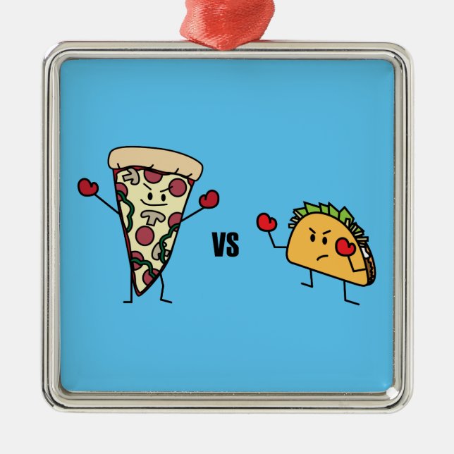 Ornement Métallique Pizza de pepperoni CONTRE le taco : Mexicain (Devant)