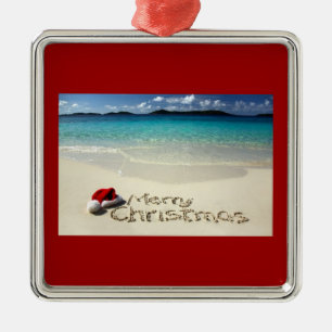 ORNEMENT MÉTALLIQUE PLAGE MERRY CHRISTMAS ORNAMENT