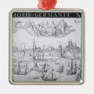 Ornement Métallique Plan de ville d'Anvers, 1549