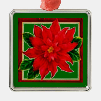 Ornement Métallique Poinsettia rouge