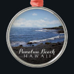Ornement Métallique Punalu'u Black Sand Beach Hawaii Digital Oil Paint<br><div class="desc">Profitez de cette belle photo des belles plages de sable noir de Punalu'u Beach sur la grande île d'Hawaii ! Photo © de HawaiiSands</div>