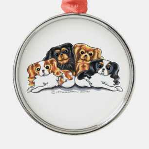 Ornement Métallique Quatre Cavalier King Charles Spaniels