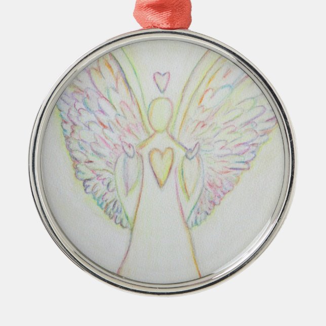 Ornement Métallique Rainbow Hearts Angel Art Ornament Pendentif (Devant)