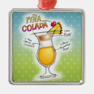ORNEMENT MÉTALLIQUE RECETTE DE PINA COLADA COCKTAIL ART