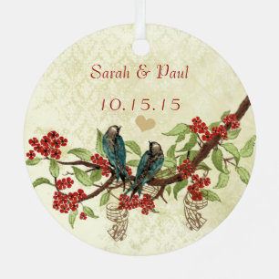 Ornement Métallique Red Vintage Bird 1er Noël Photo Notes Brown