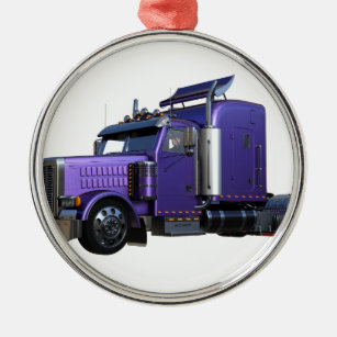 Ornement Métallique Remorque semi-tracteur violet métallique Camion