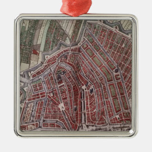 Ornement Métallique Réplique carte de la ville d'Amsterdam 1652