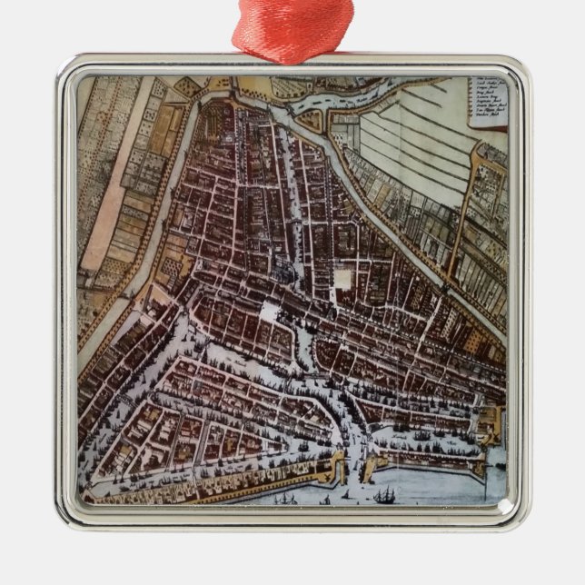 Ornement Métallique Réplique carte de la ville de Rotterdam 1652 (Devant)