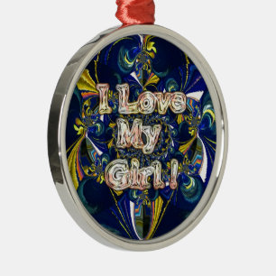 Ornement Métallique Retro Infinity I Love my Girl