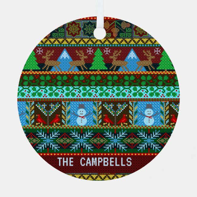 Ornement Métallique Rindeer de Noël moche | Nom (Recto)