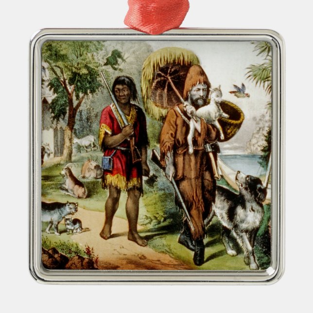 Ornement Métallique Robinson et son homme vendredi (Devant)