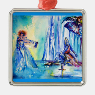 ORNEMENT MÉTALLIQUE ROI ARTHUR, DAME OF THE LAKE ET EXCALIBUR