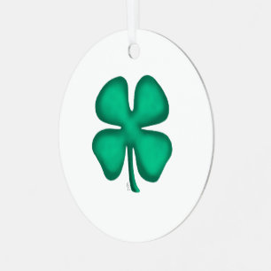 Ornement métallique rond blanc Trèfle irlandais à 