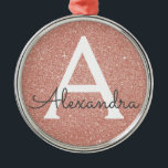 Ornement Métallique Rose Rose Parties scintillant Or & Monogramme étin<br><div class="desc">Parties scintillant Rose Rose Gold Faux et Élégant monogramme ornement de Noël. Cet ornement peut être customisé pour inclure votre nom initial et prénom.</div>