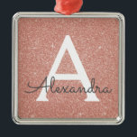 Ornement Métallique Rose Rose Parties scintillant Or & Monogramme étin<br><div class="desc">Parties scintillant Rose Rose Gold Faux et Élégant monogramme ornement de Noël. Cet ornement peut être customisé pour inclure votre nom initial et prénom.</div>