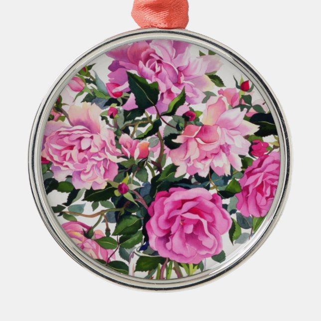 Ornement Métallique Roses dans un pot en verre (Devant)