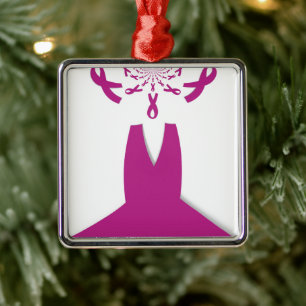 Ornement Métallique Rubans rose Cancer du sein Sensibilisation Art Imp