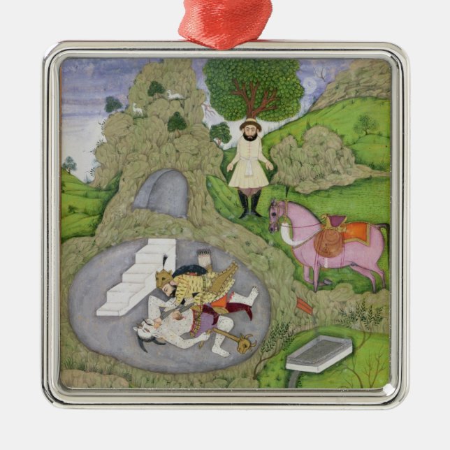 Ornement Métallique Rustam tuant le démon blanc, illustration de (Devant)