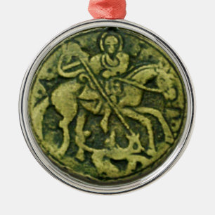 ORNEMENT MÉTALLIQUE SAINT GEORGE ET DRAGON MEDALLION