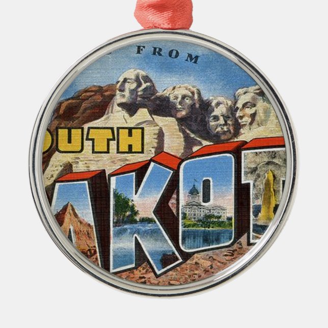 Ornement Métallique Salutations Du Dakota Du Sud (Devant)