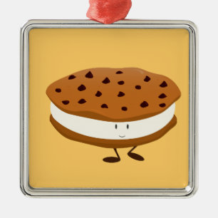 Ornement Métallique Sandwich de sourire à gâteau aux pépites de