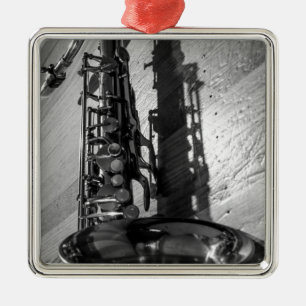 Ornement Métallique Saxophone locataire noir et blanc