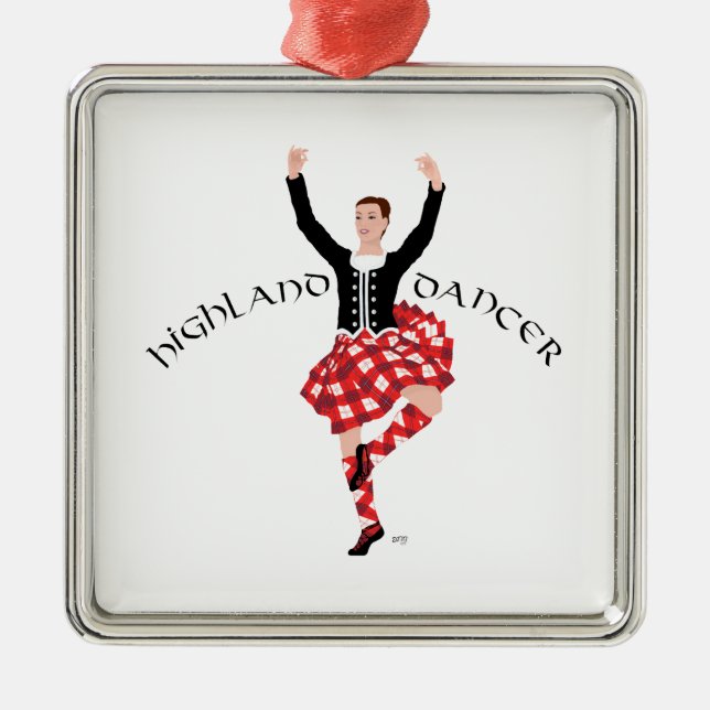 Ornement Métallique Scottish Highland Fling - Red Plaid (Devant)