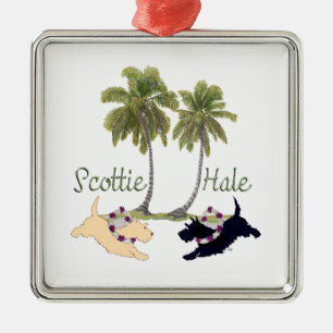 Ornement Métallique Scottish Terrier Hawaiian Design