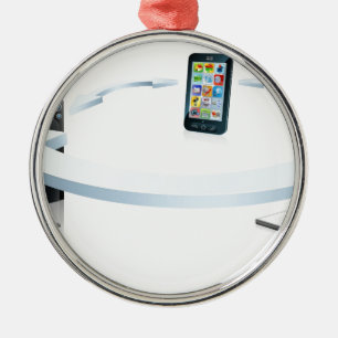 Ornement Métallique Se relier d'ordinateur portable et de téléphone