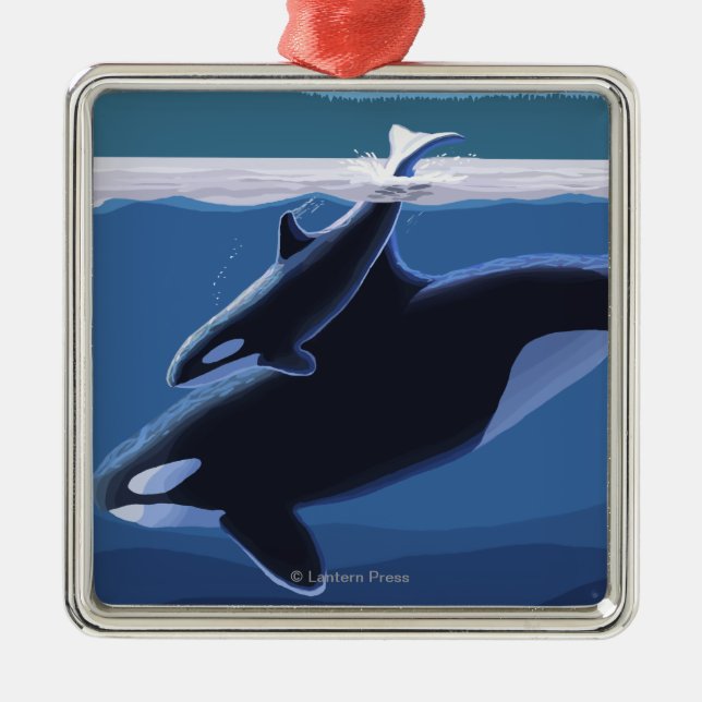 Ornement Métallique Seward, AlaskaOrca et scène de veau (Devant)
