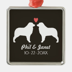 Ornement Métallique Silhouettes de chien berger australien couple pers