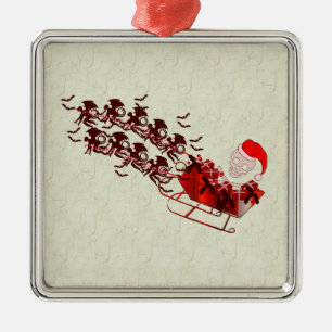 Ornement Métallique Singe Père Noël de vol