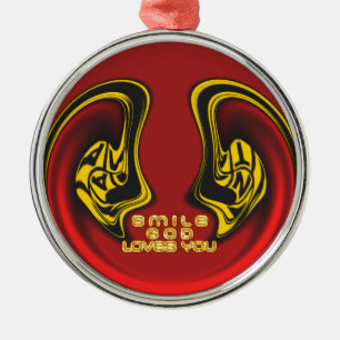 Ornement Métallique Smile God Loves You Beautiful Texte Extraordinaire