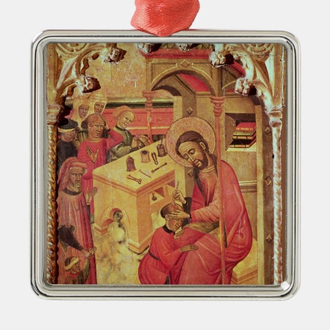 Ornement Métallique St Luke fonctionnant sur la tête d'un homme, (Devant)