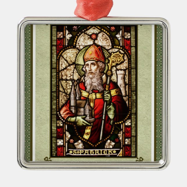 Ornement Métallique St. Patrick Digital Art Square Silver Ornament (Devant)