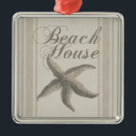 Ornement Métallique Starfish Beach House Plage Côté Côte<br><div class="desc">Cette maison de plage d'étoiles de mer - L'image de l'étoile de mer a un arrière - plan de couleur sable, avec un motif qui ressemble à de la toile. C'est parfait pour la maison de plage, et vous donne l'ambiance pour l'été. Le décor de la maison de plage devrait...</div>