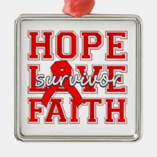 Ornement Métallique Stroke Hope Love Faith Survivante