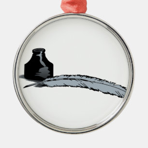 Ornement Métallique Stylo et encre de cannette