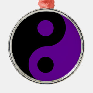 Ornement Métallique Symbole Yin Yang noir et violet
