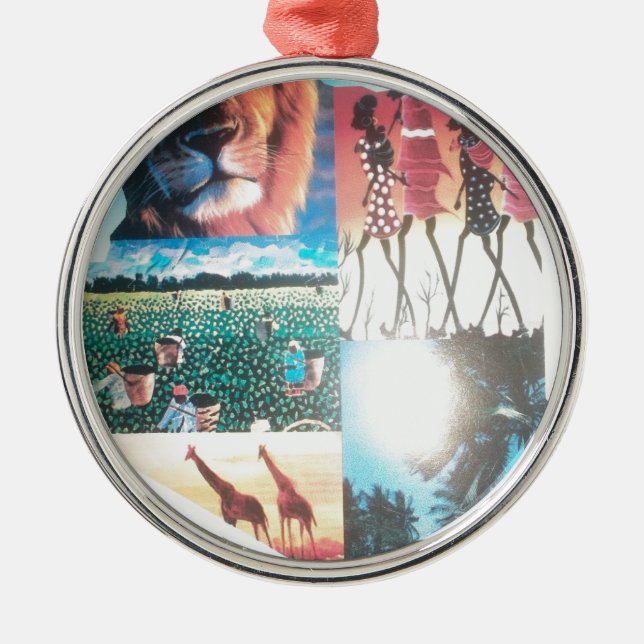 Ornement Métallique Tapisserie kenyane : Faune, culture et plage côtiè (Devant)