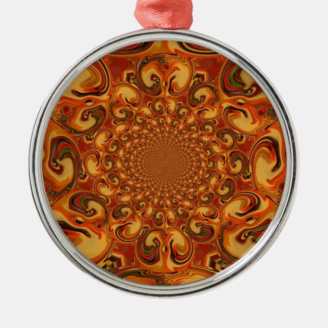 Ornement Métallique Tons Abstraits orange, marron et vert (Devant)
