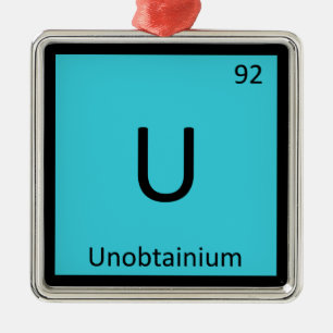Ornement Métallique U - Symbole du tableau périodique de la chimie de