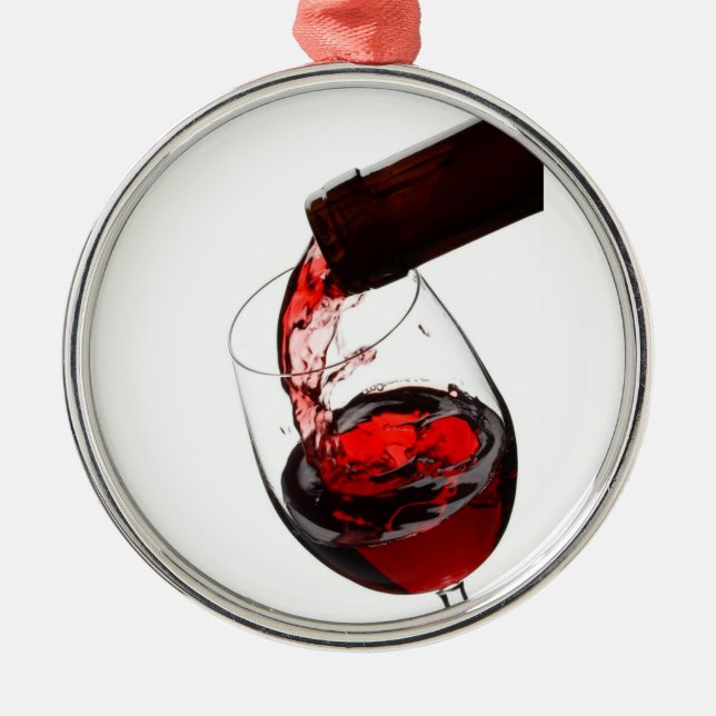 Ornement Métallique Un verre de vin rouge (Devant)