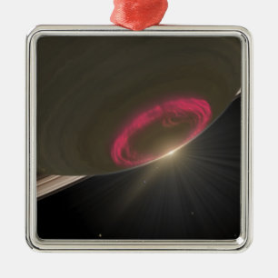 Ornement Métallique Une aurore rouge cerise