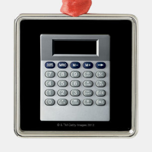 Ornement Métallique Une calculatrice argentée