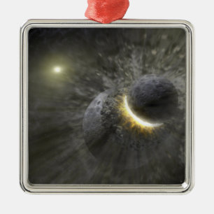 Ornement Métallique Une collision entre les objets massifs dans