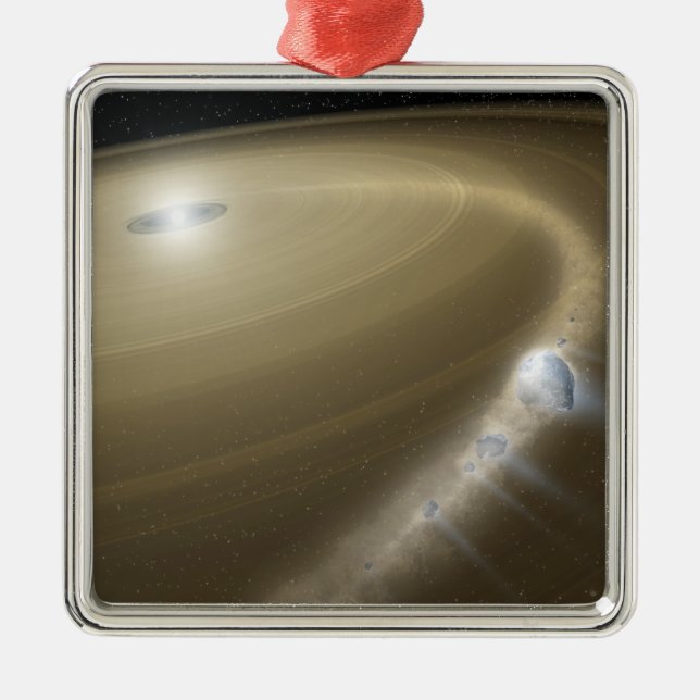 Ornement Métallique Une comète déchirée vers des schreds autour d'une  (Devant)